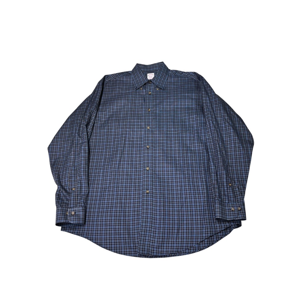 Brooks Brothers Madison Non-Iron Supima Cotton Blue Check Button Down Shirt L